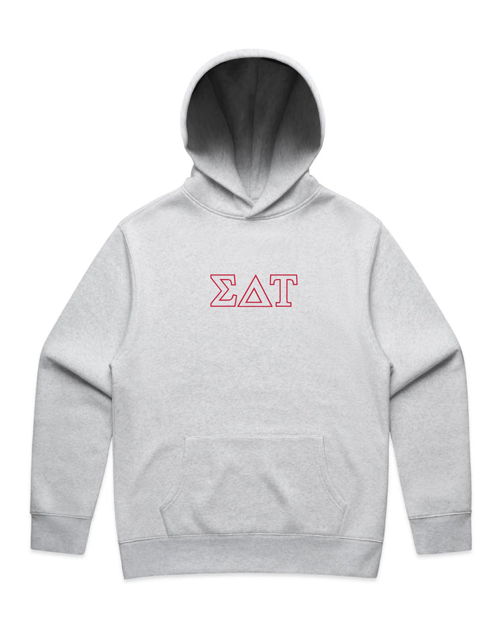 Embroidered Outline White Heather Sorority Hoodie