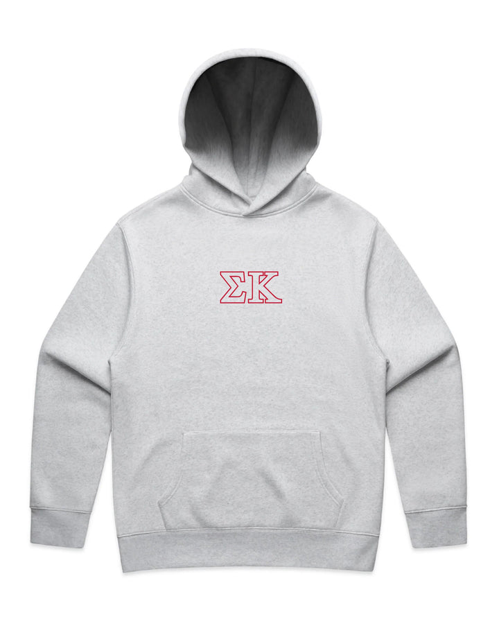 Embroidered Outline White Heather Sorority Hoodie