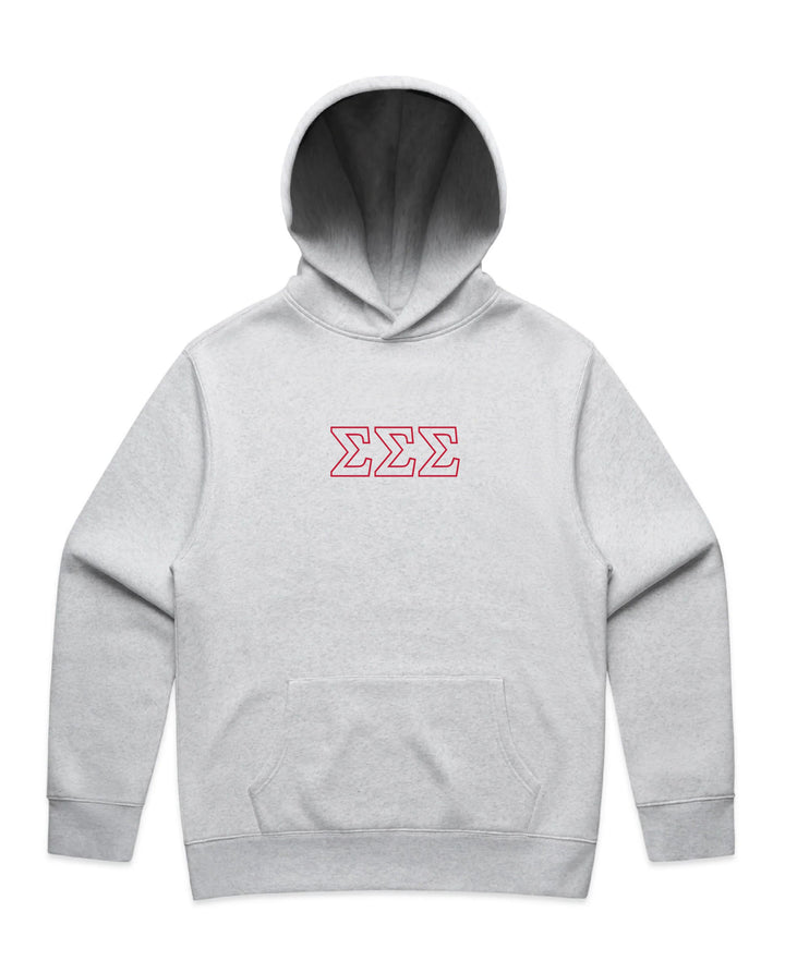 Embroidered Outline White Heather Sorority Hoodie