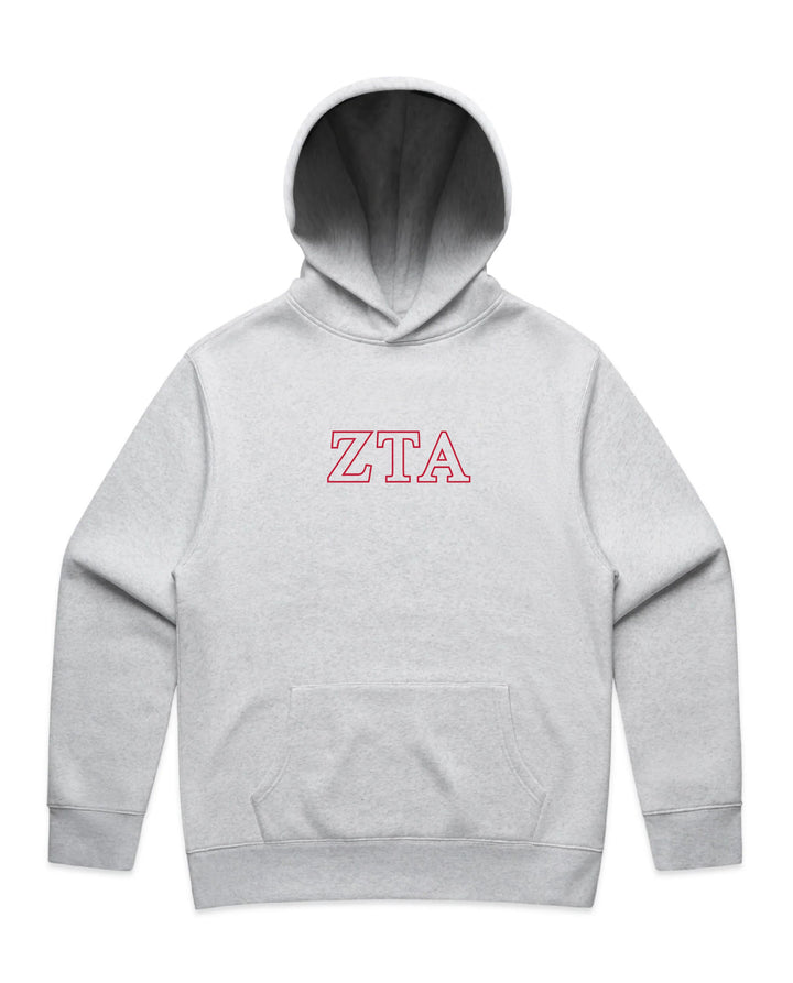Embroidered Outline White Heather Sorority Hoodie