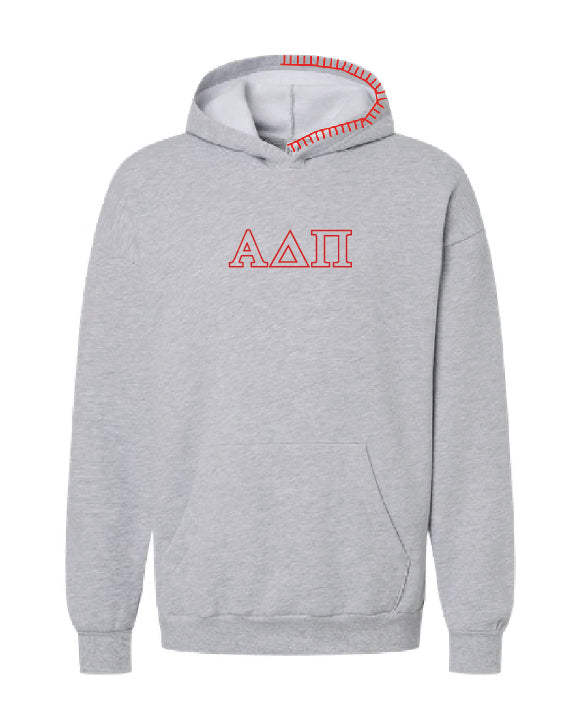 Embroidered Outline Red Hood Stitch Sorority Hoodie