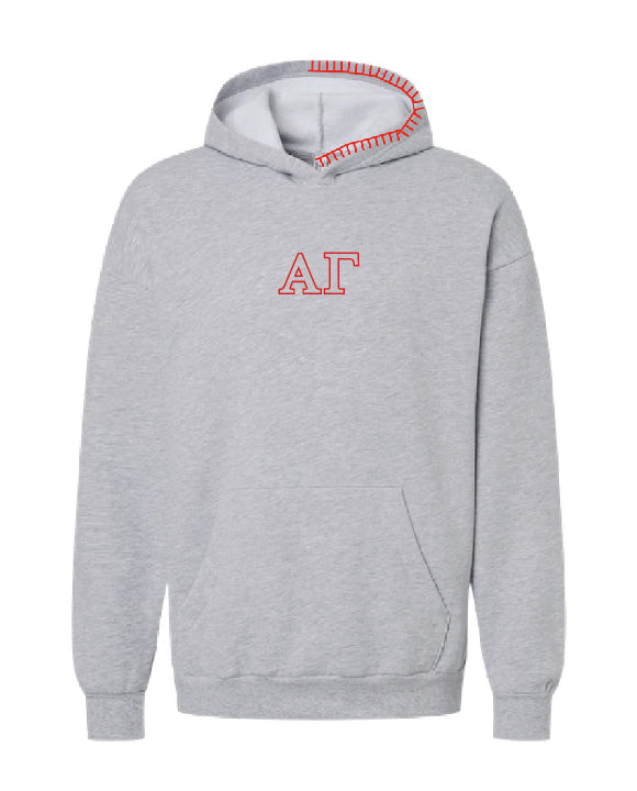 Embroidered Outline Red Hood Stitch Sorority Hoodie