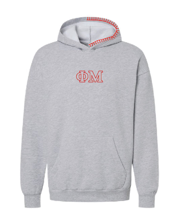 Embroidered Outline Red Hood Stitch Sorority Hoodie