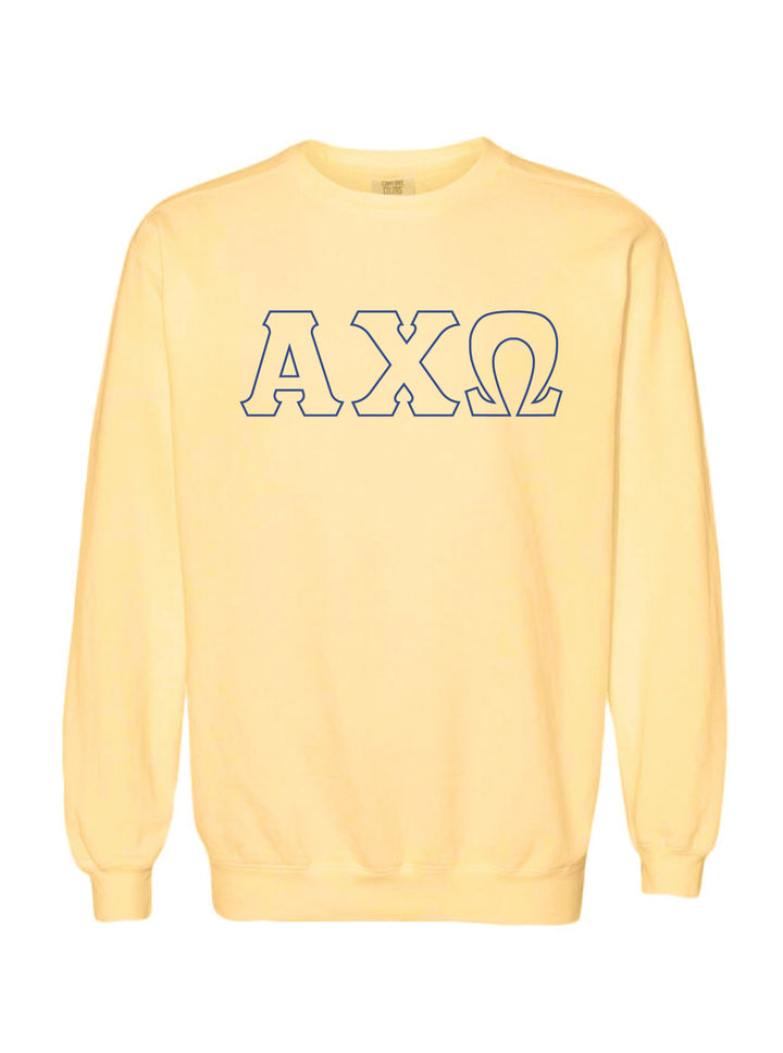Alpha Chi Omega Embroidered Outline Butter Crewneck