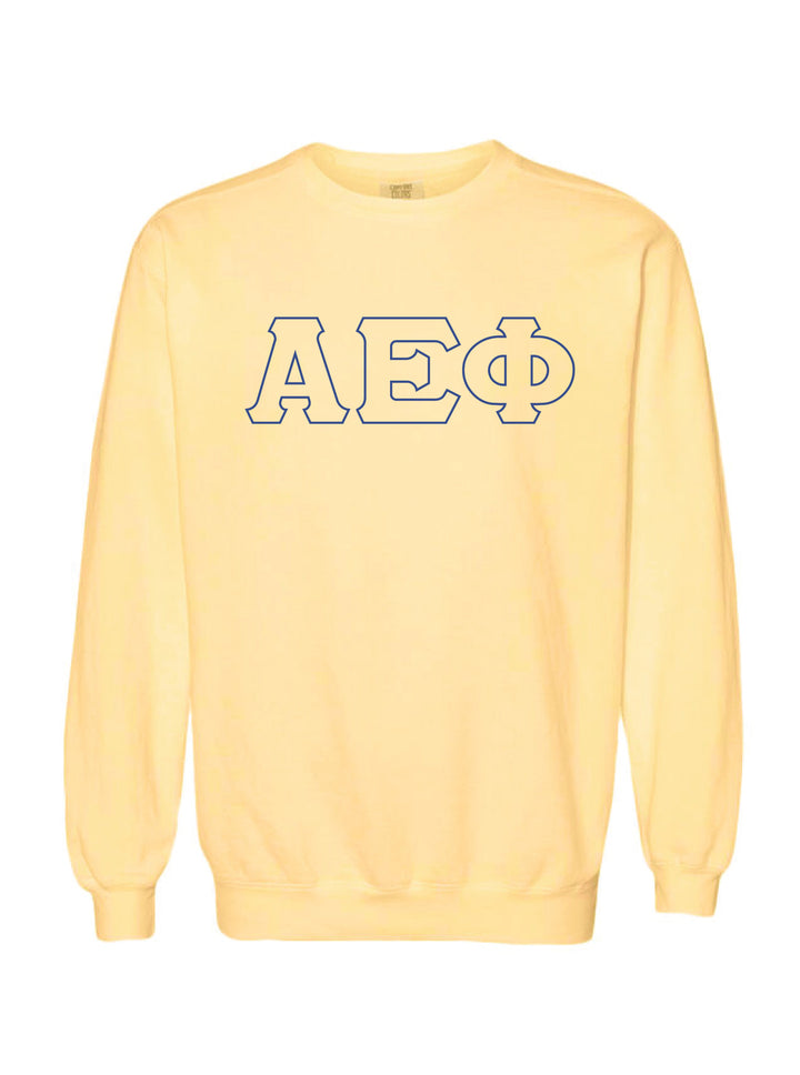 Alpha Epsilon Phi Embroidered Outline Butter Crewneck