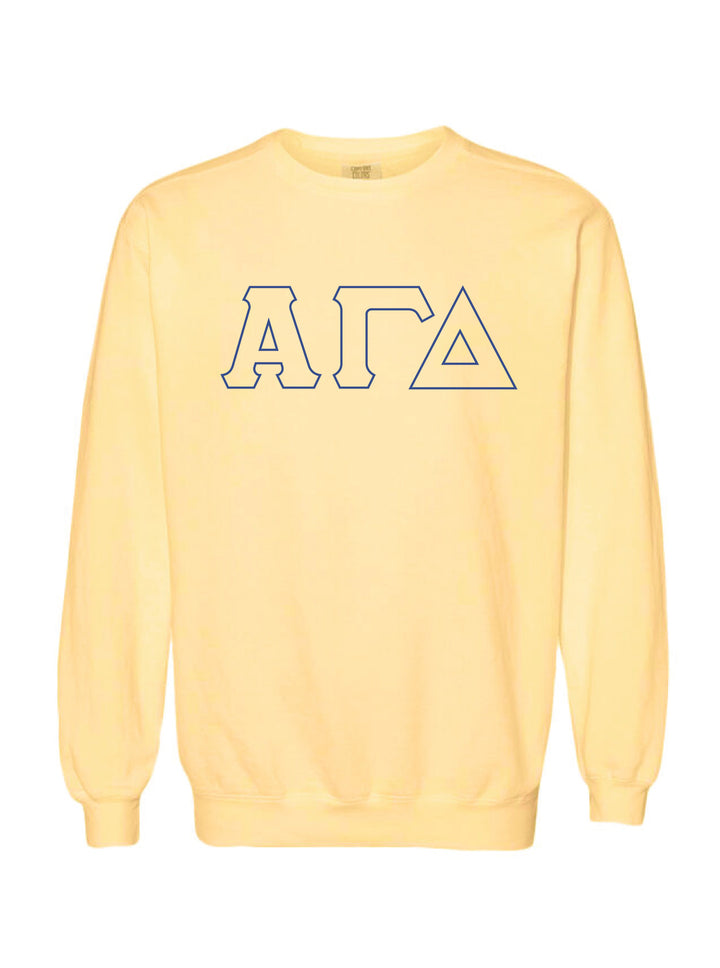 Alpha Gamma Delta Embroidered Outline Butter Crewneck