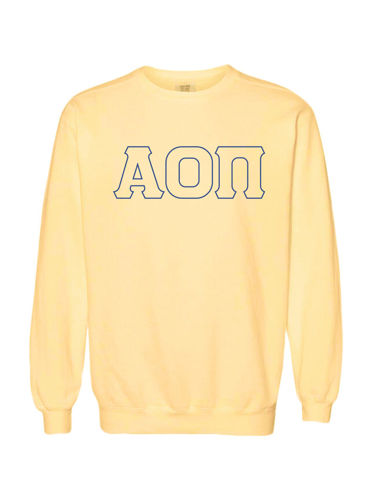 Alpha Omicron Pi Embroidered Outline Butter Crewneck
