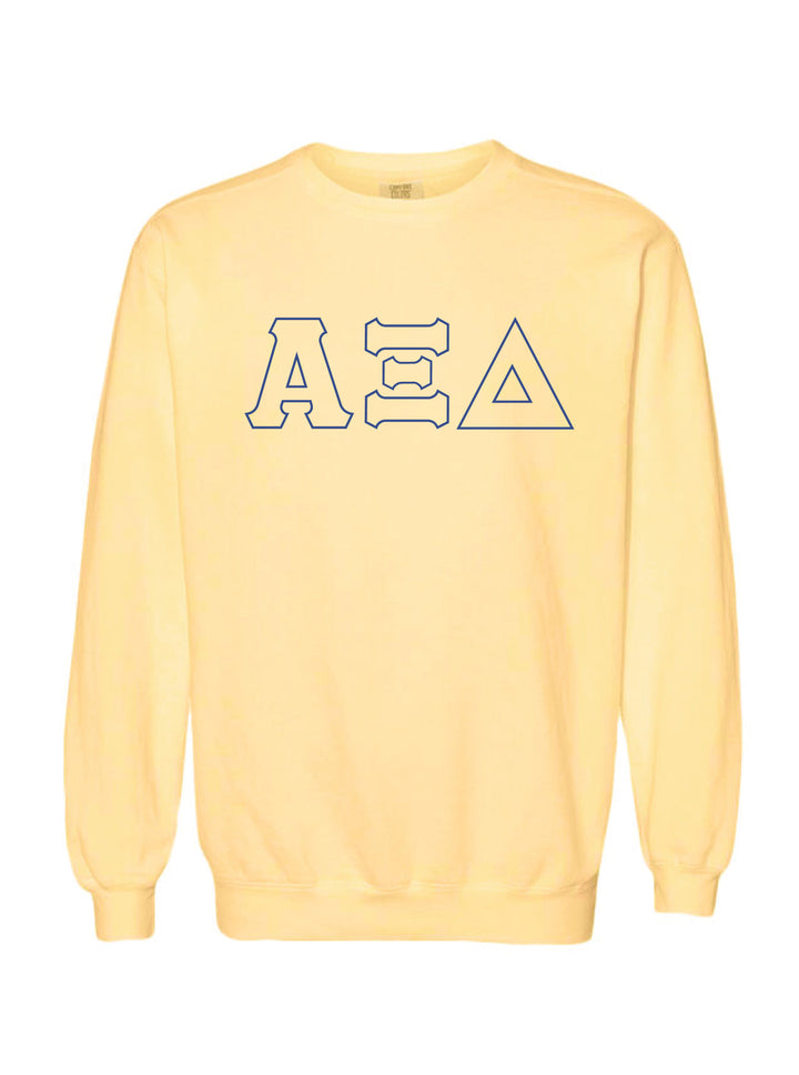 Alpha Xi Delta Embroidered Outline Butter Crewneck