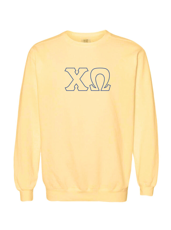 Chi Omega Embroidered Outline Butter Crewneck