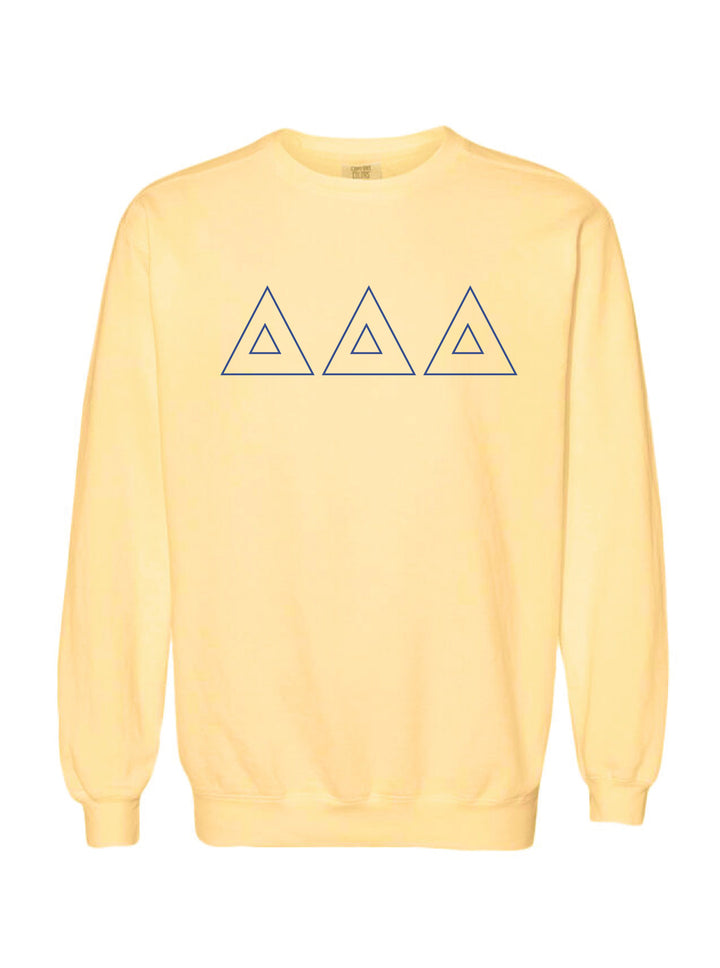 Delta Delta Delta Embroidered Outline Butter Crewneck
