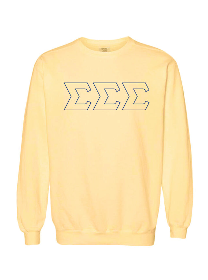 Sigma Sigma Sigma Embroidered Outline Butter Crewneck
