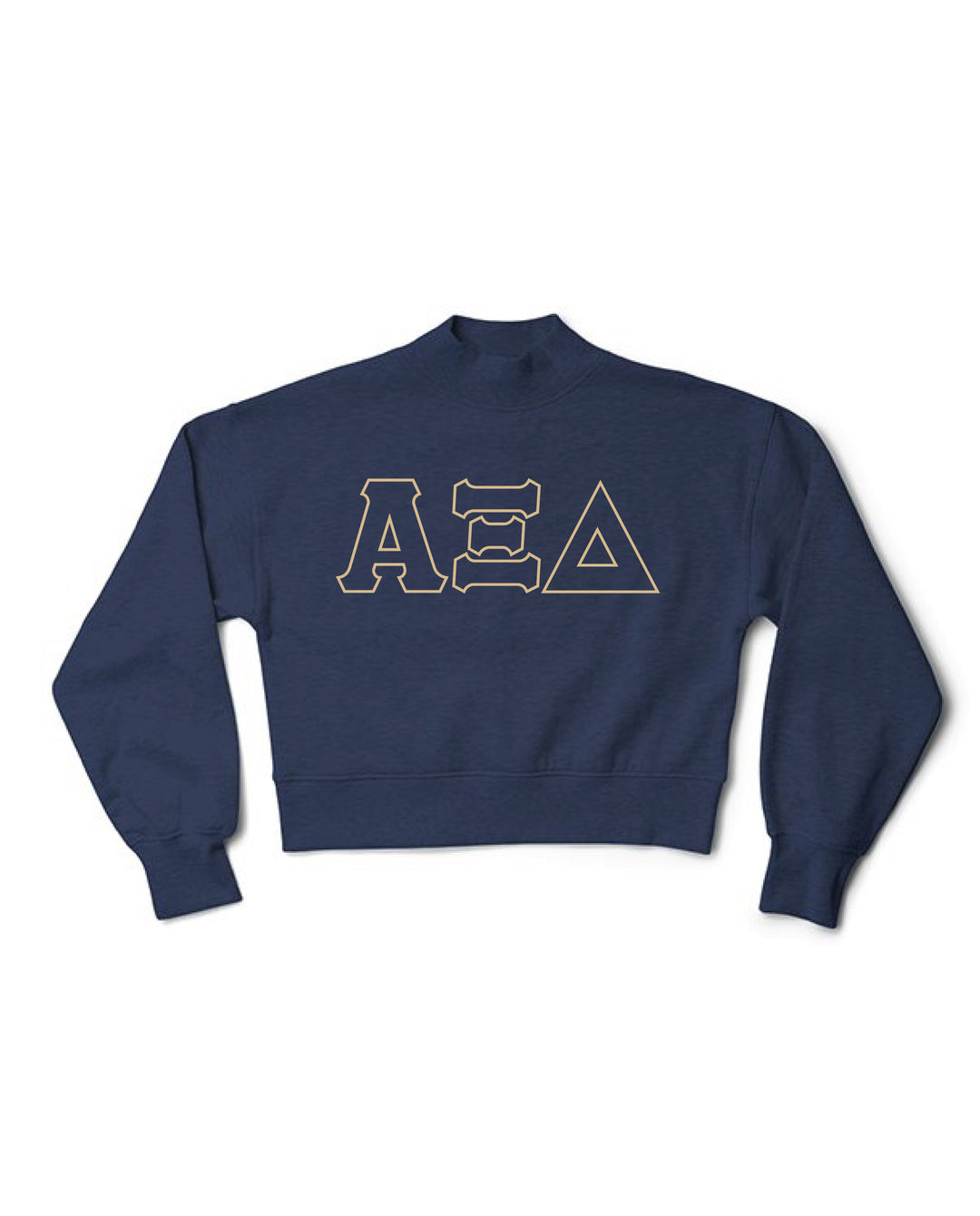 Embroidered Outline Navy Mock Neck Sorority Crewneck