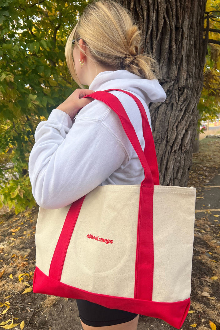 Cursive Embroidered Sorority Tote