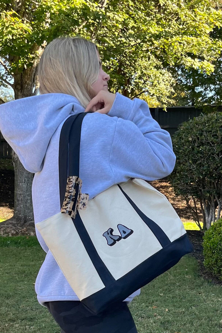 Tone-on-Tone Embroidered Sorority Tote