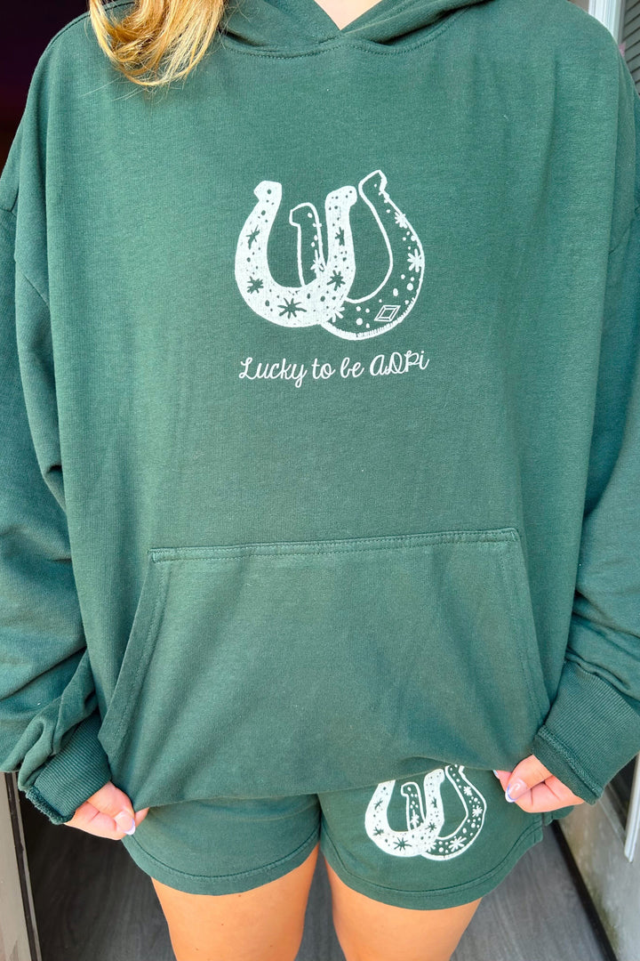 Alpha Delta Pi Alpine Lucky To Be Matching Set Light Weight Hoodie