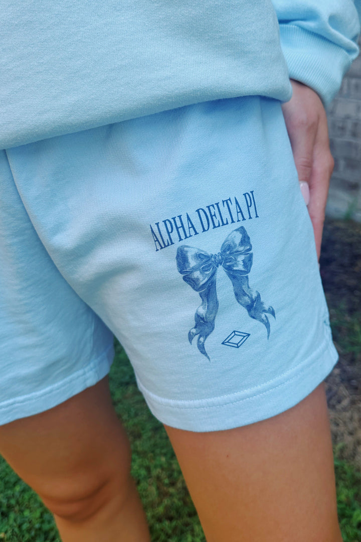 Alpha Delta Pi Arctic Blue Bow Light Weight Sorority Shorts