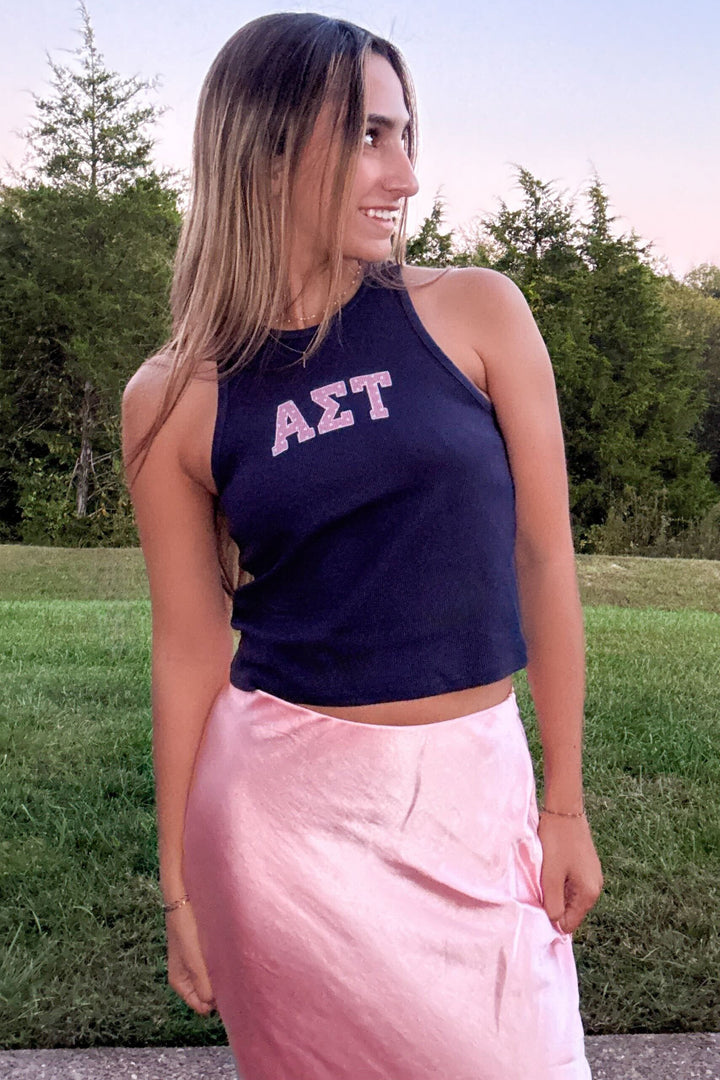 Pink Polka Dot Midnight Sky Sorority Tank