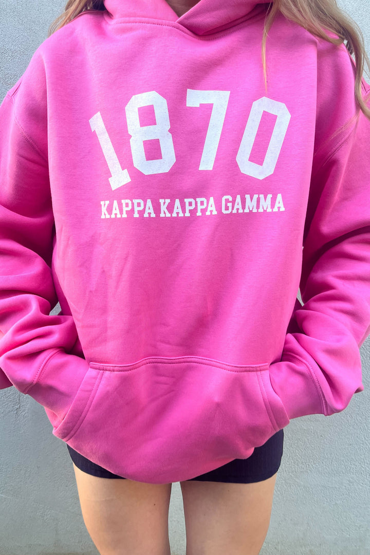 Est Year Hot Pink Heavy Weight Sorority Hoodie