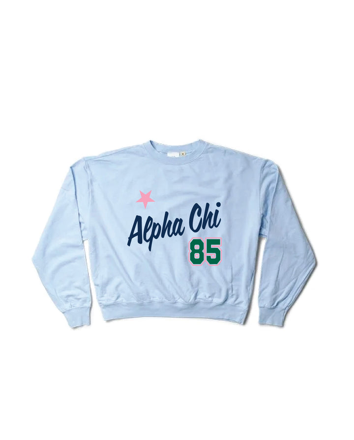 Est Year Arctic Blue Light Weight Sorority Crewneck