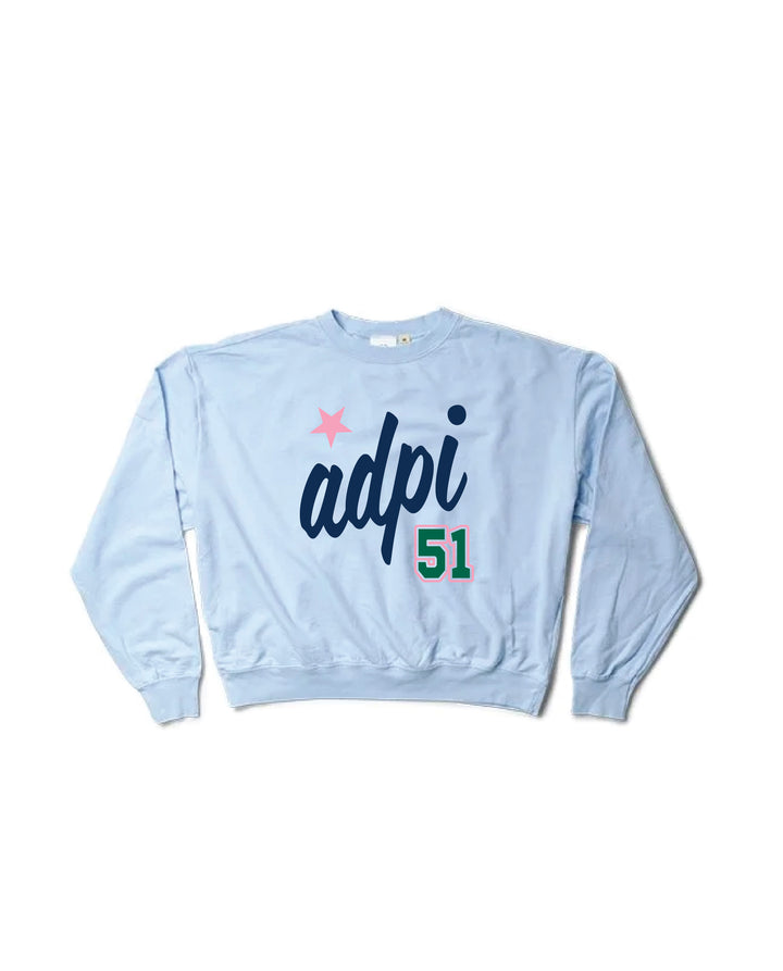 Est Year Arctic Blue Light Weight Sorority Crewneck