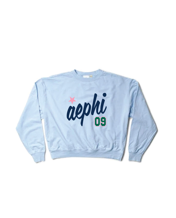 Est Year Arctic Blue Light Weight Sorority Crewneck