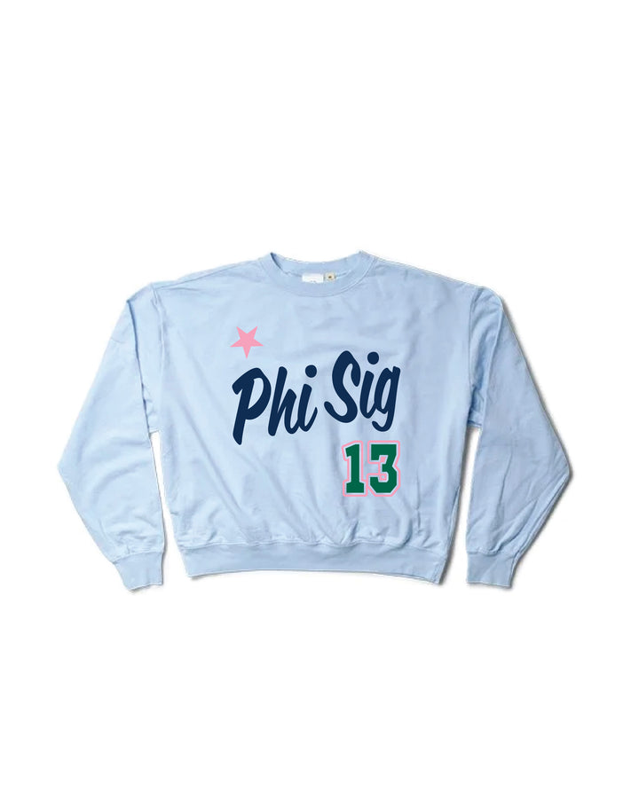 Est Year Arctic Blue Light Weight Sorority Crewneck