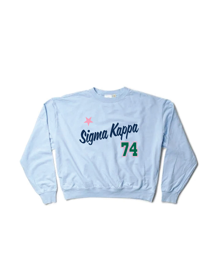 Est Year Arctic Blue Light Weight Sorority Crewneck