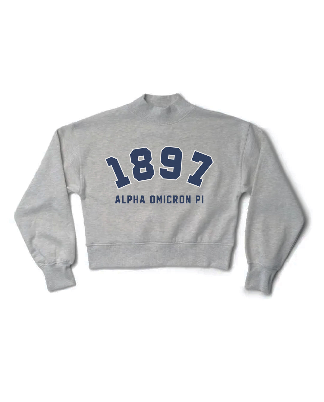 Est Year Heather Grey Sorority Mock Neck Crewneck