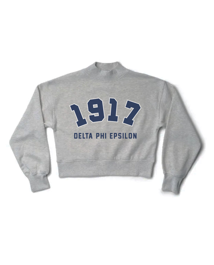 Est Year Heather Grey Sorority Mock Neck Crewneck