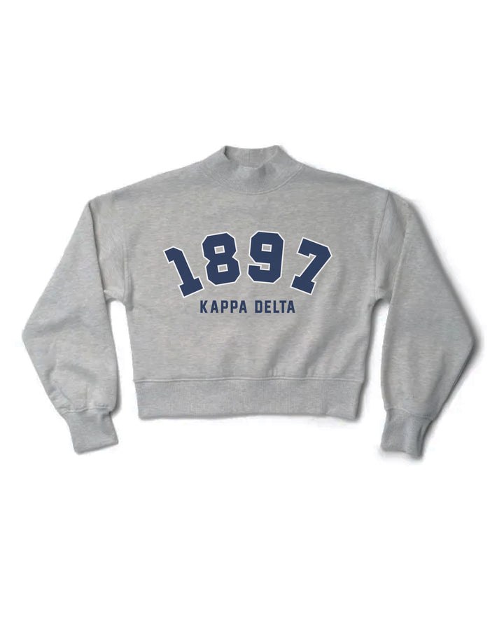 Est Year Heather Grey Sorority Mock Neck Crewneck