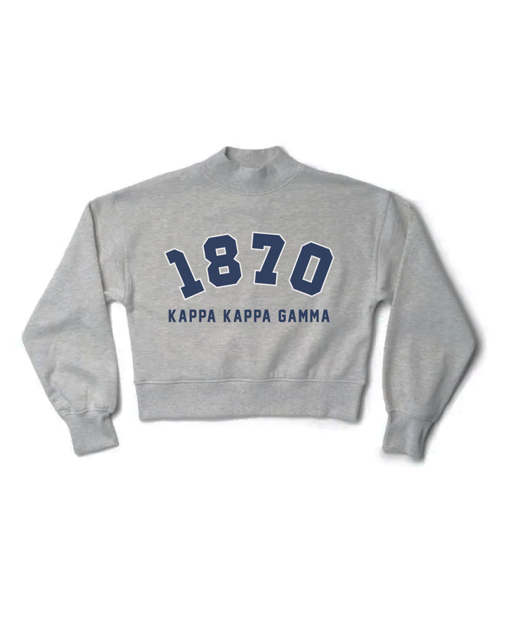 Est Year Heather Grey Sorority Mock Neck Crewneck