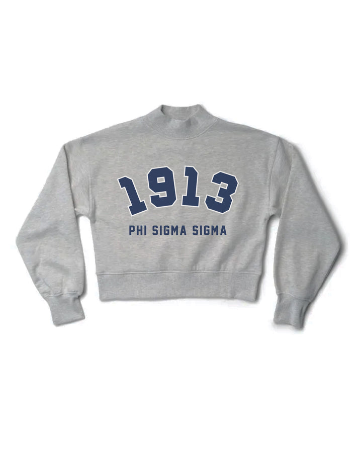 Est Year Heather Grey Sorority Mock Neck Crewneck