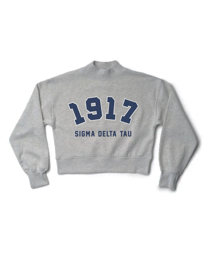 Est Year Heather Grey Sorority Mock Neck Crewneck