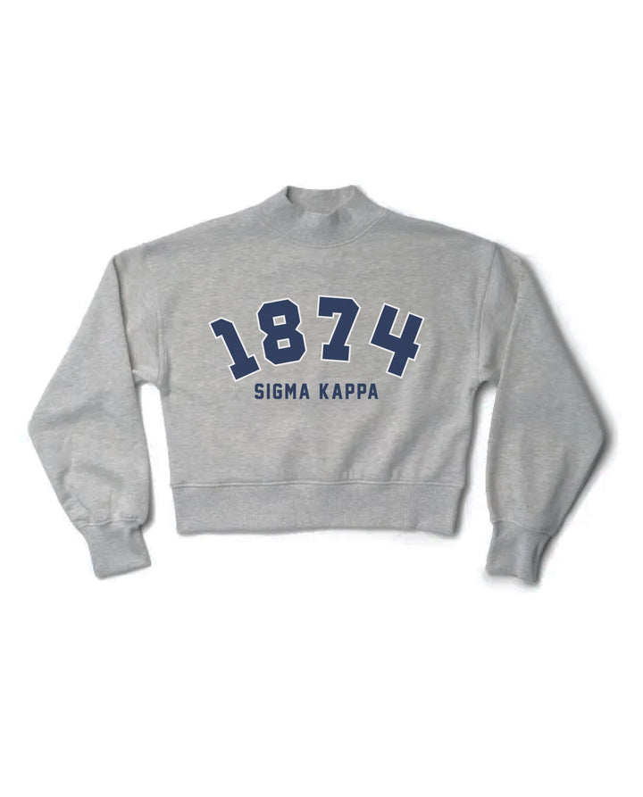 Est Year Heather Grey Sorority Mock Neck Crewneck
