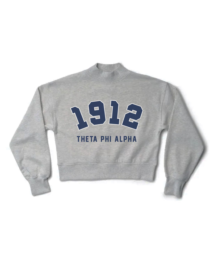 Est Year Heather Grey Sorority Mock Neck Crewneck