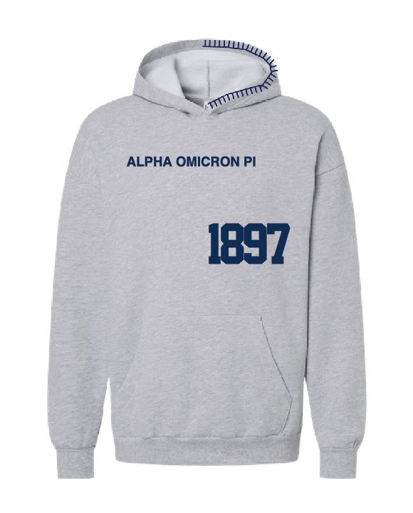 Est Year Navy Hood Stitch Sorority Hoodie