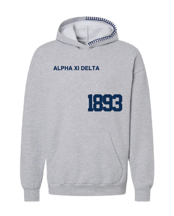 Est Year Navy Hood Stitch Sorority Hoodie