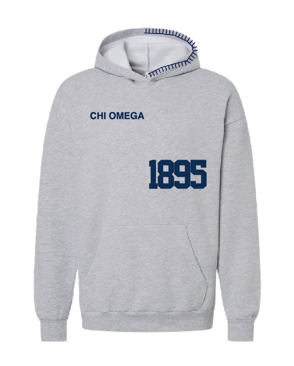 Est Year Navy Hood Stitch Sorority Hoodie