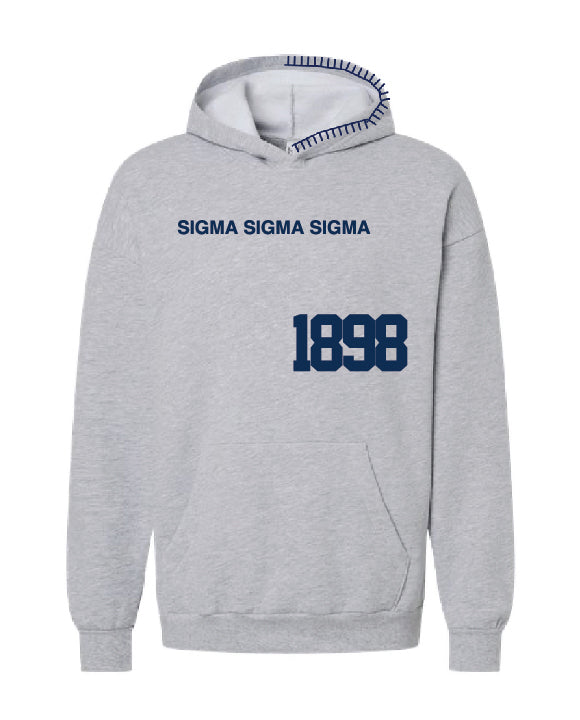 Est Year Navy Hood Stitch Sorority Hoodie