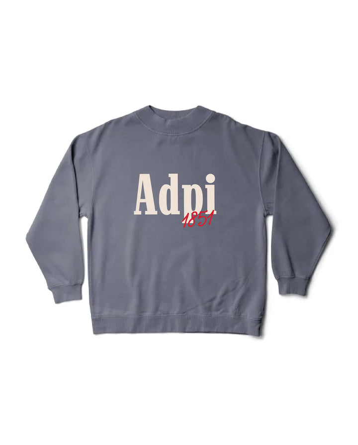 Alpha Delta Pi Simple Est Year Mock Neck Crewneck