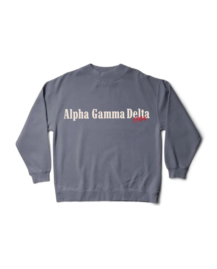 Alpha Gamma Delta Simple Est Year Mock Neck Crewneck