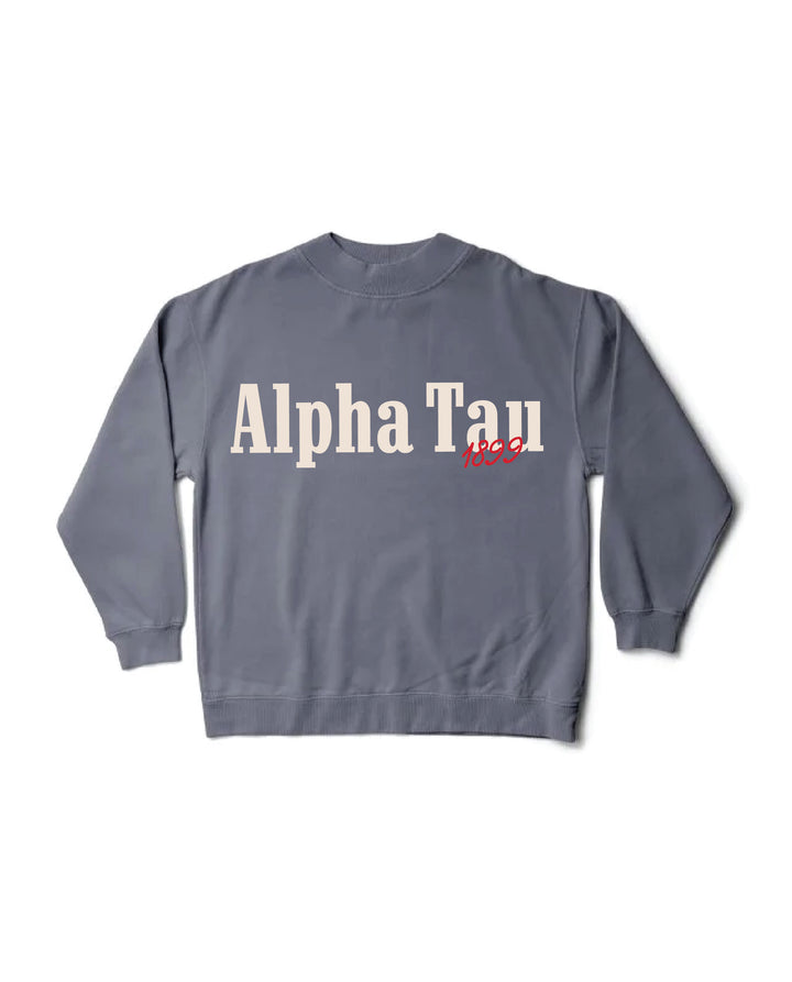 Alpha Sigma Tau Simple Est Year Mock Neck Crewneck