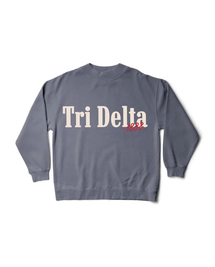 Delta Delta Delta Simple Est Year Mock Neck Crewneck