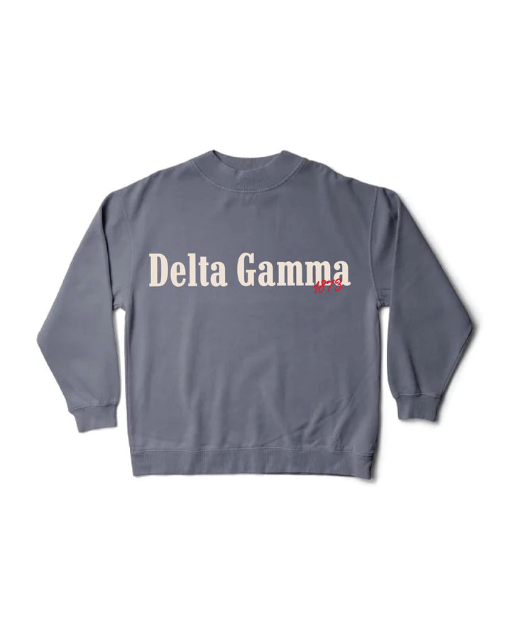 Delta Gamma Simple Est Year Mock Neck Crewneck