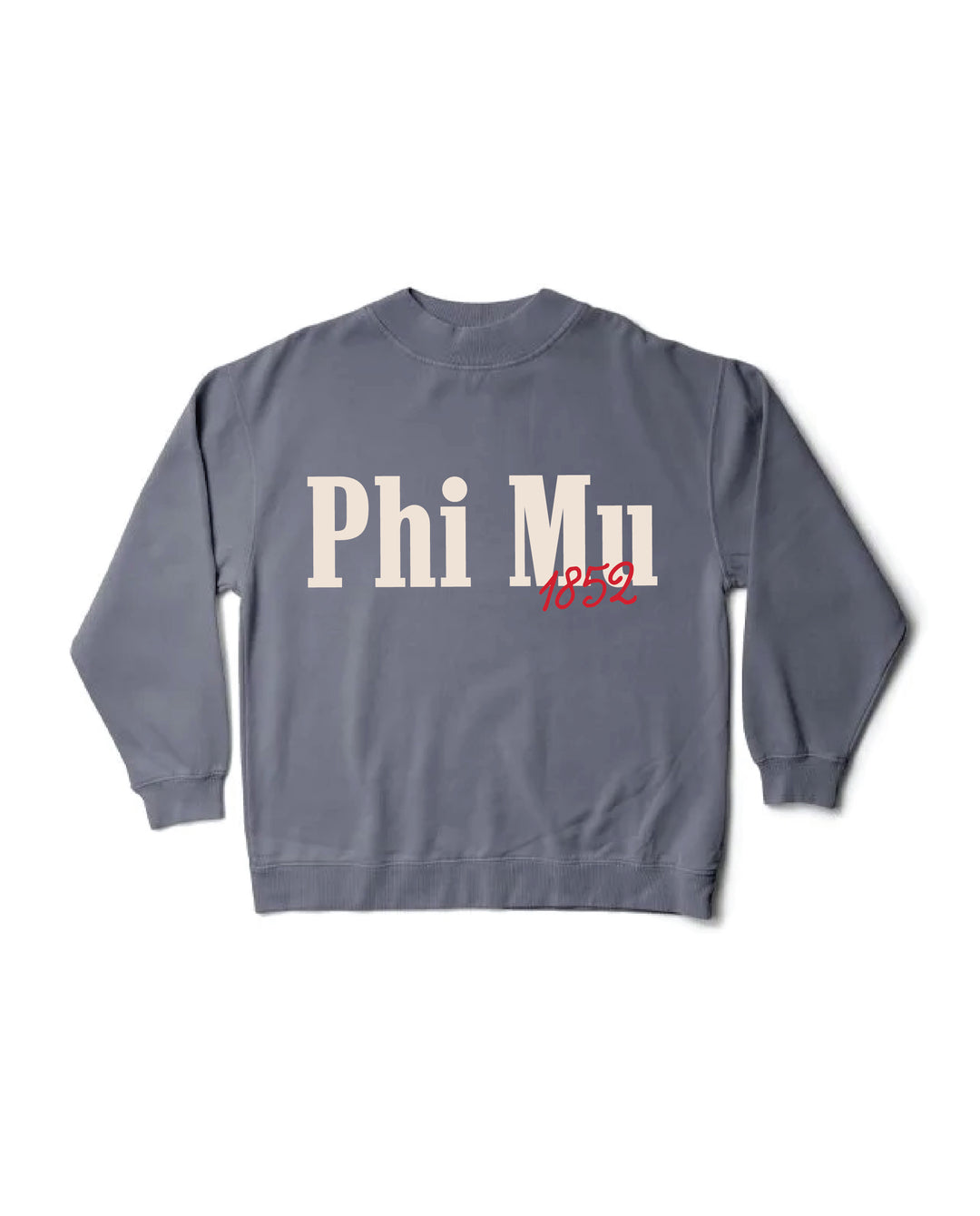 Phi Mu Simple Est Year Mock Neck Crewneck