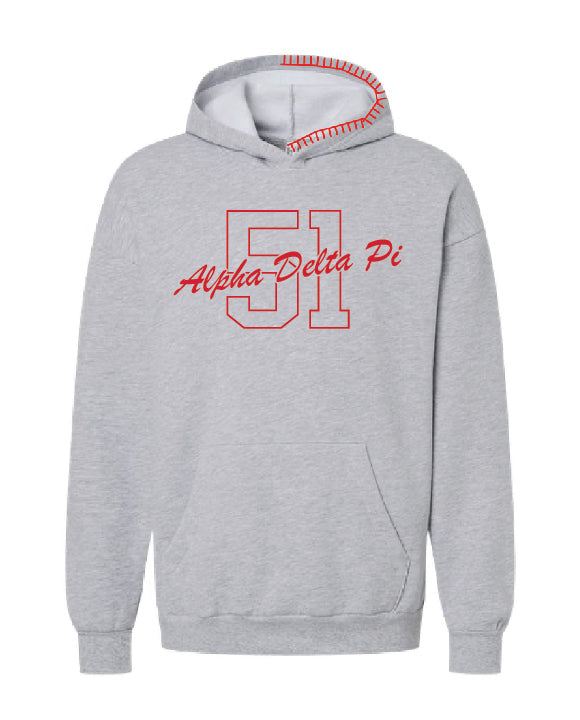 Est Year Outline Red Hood Stitch Sorority Hoodie
