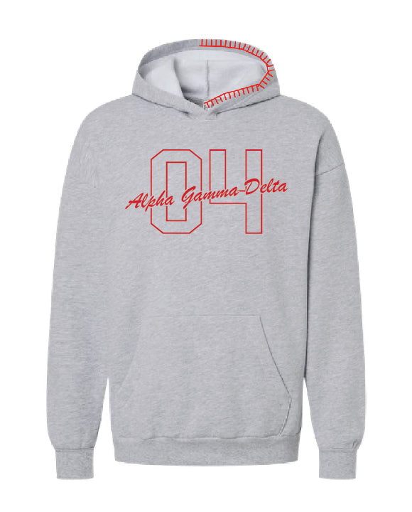 Est Year Outline Red Hood Stitch Sorority Hoodie