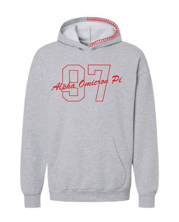 Est Year Outline Red Hood Stitch Sorority Hoodie