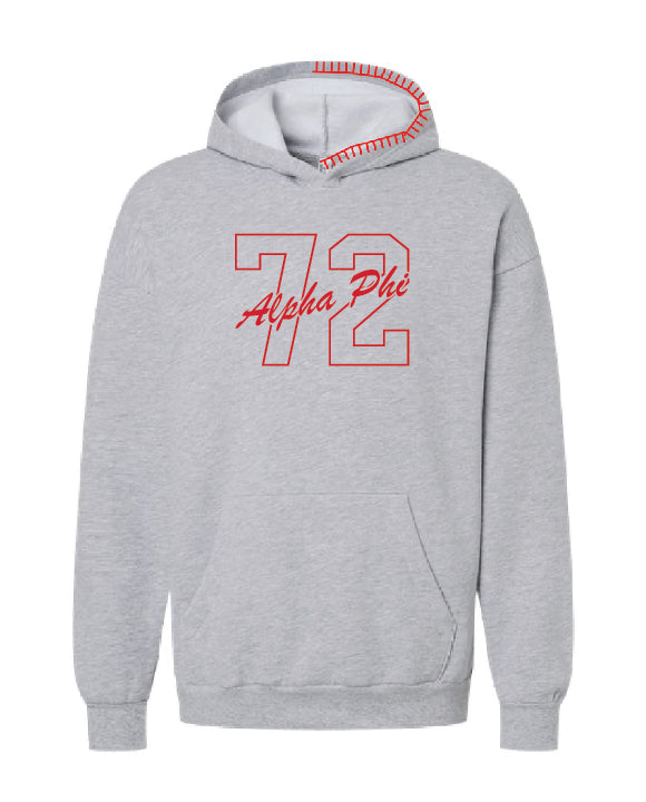 Est Year Outline Red Hood Stitch Sorority Hoodie