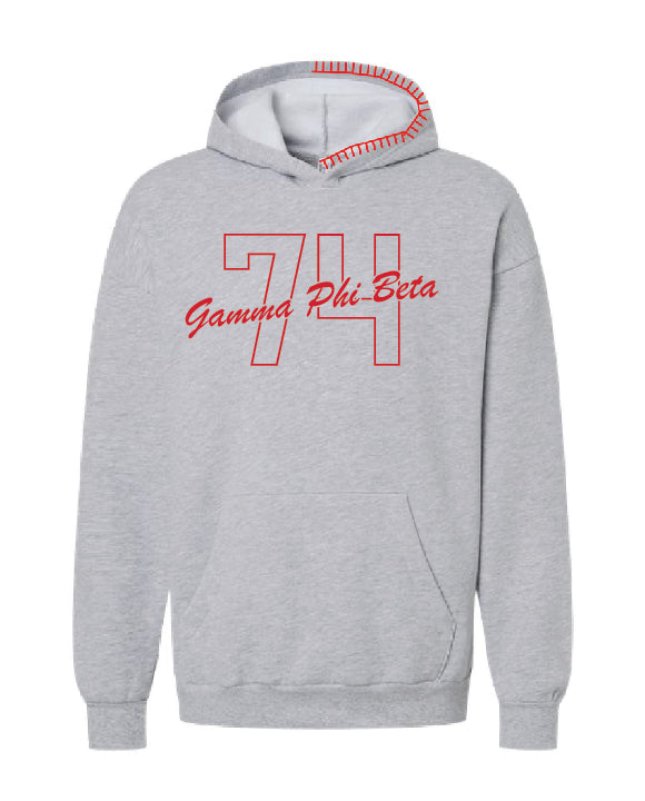 Est Year Outline Red Hood Stitch Sorority Hoodie